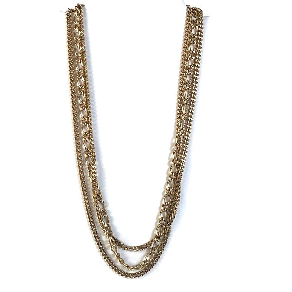 Trifari Vintage Gold Crown Chain Link Layered Necklace